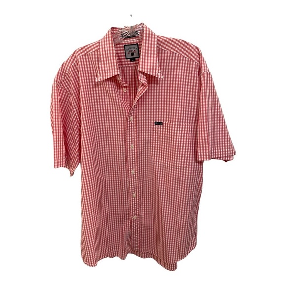 Faconnable Checked Button Up Shirt Pink Size Large short sleeve - Picture 1 of 9